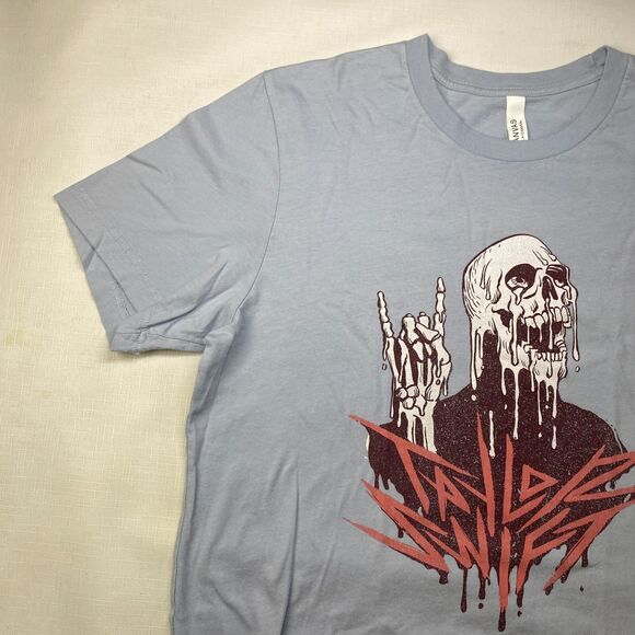 Taylor Swift METAL SKULL Light Blue Tshirt! Concert Tour Retro Merch Sz Large - Picture 4 of 13